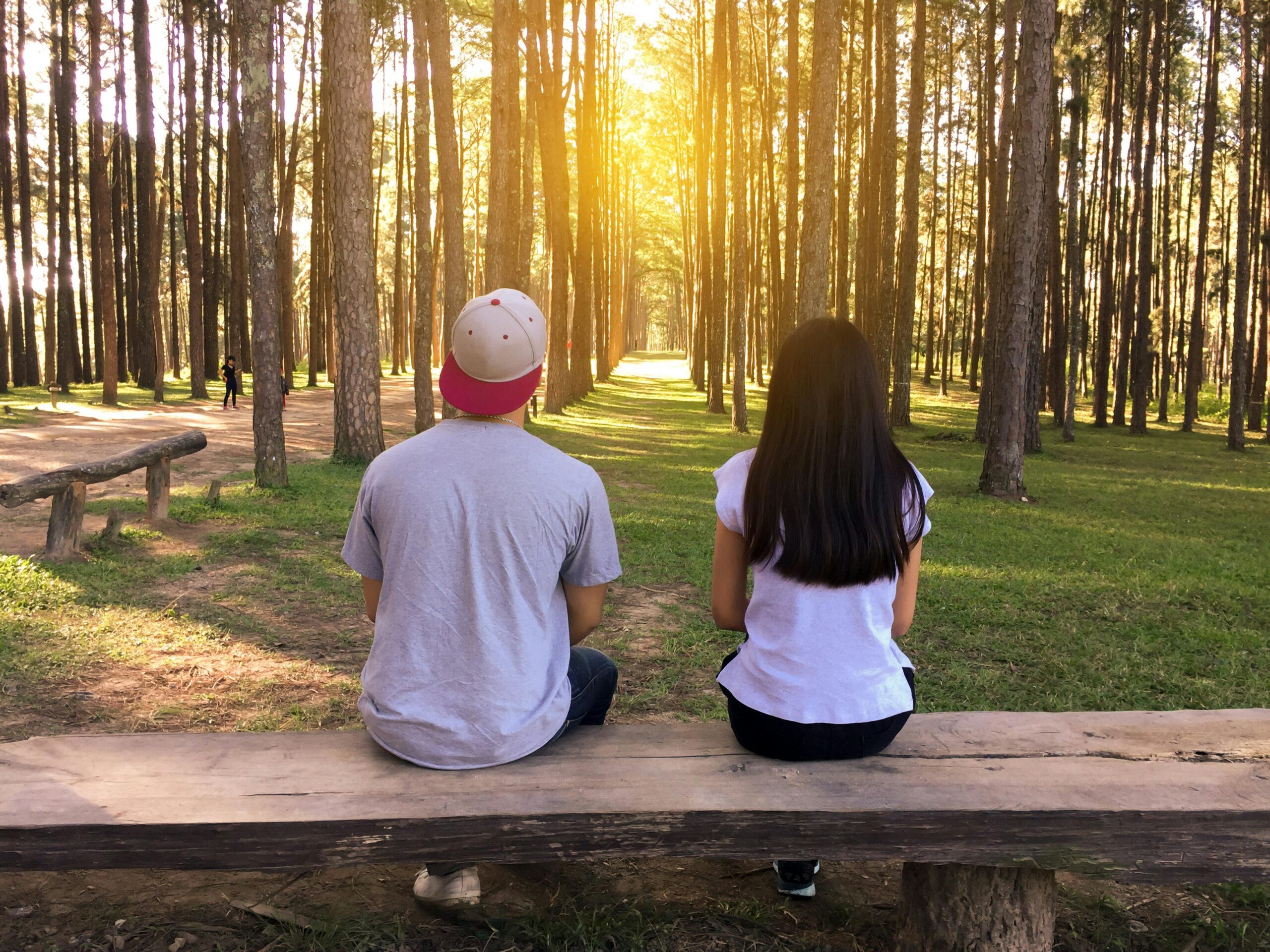 romantic couple in field