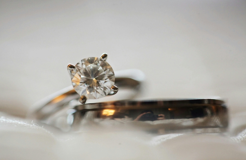 Close up of beautiful diamond ring.