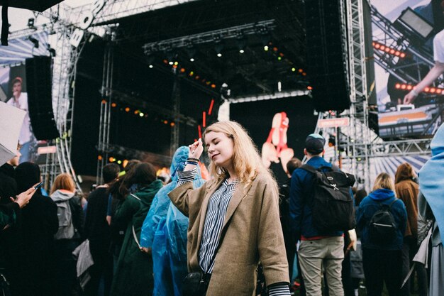 woman dancing at concert